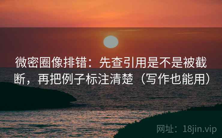 微密圈像排错：先查引用是不是被截断，再把例子标注清楚（写作也能用）